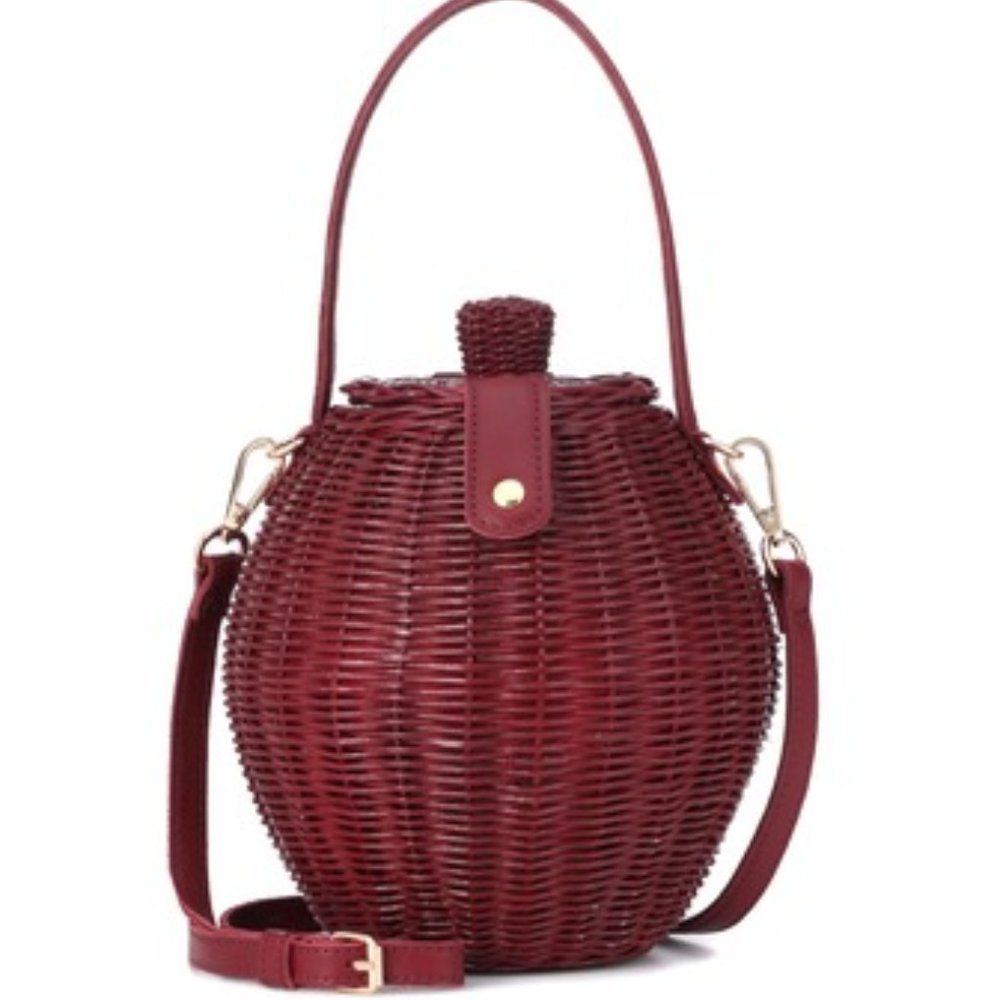 Ulla Johnson Tatou Wicker Bag Burgundy NWT